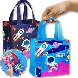 IsVi Astronaut Gifting Bags for Return Gifts (10 Pcs), Colourful Space Theme Canvas Goodie Bags, Multi-Purpose Reusable Carry Bag, Birthday Treat Bags (30cmX22cmX9cm)-picture-66