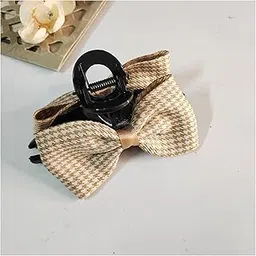 Bow Hair Claw Clips, Chic and Classy Bowknot Fashionable Clutcher for Styling, Hair clutcher,Juda Claw, Bun Claw,Hair Accessories for Women & Girls, Pack of 1 (Beige 1)-image-34