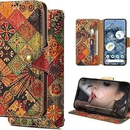 ClickCase for Google Pixel 6A Natural Wood Cork Eco-Friendly Printed Vegan Leather Wallet Case Flip Cover with Card Holder & Kickstand,Magnetic Flip Cover for Google Pixel 6A (Wooden Autumn)-picture-29