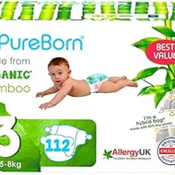 PureBorn Organic Bamboo Baby Diapers, M Size 3Y(5.5-8 Kg), 112 Count (Pack Of 1) Disposable Super Soft & Maximum Leakage Protection, Comfortable Nappies-picture-47