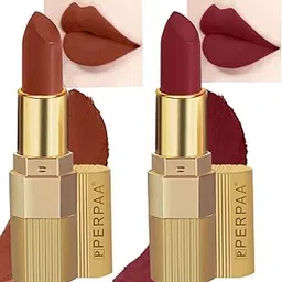 PERPAA® Xpression Weightless Matte Waterproof Lipstick Enriched with Vitamin E One Stroke Application- Combo of 2 (5-8 Hrs Stay) (Matte Rust Brown ,Matte Maroon)-picture-41