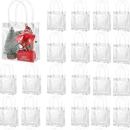 SATYAM KRAFT 24 Pcs small Transparent Bag Goodie Bags With Handle Gift bag, Carry Bags, Shopping Gift Bag, Gift for Valentine Gifting,Presents,Wedding Return Gifts,Birthday,Party Gift(Small)(Pack of 24)(18 cm H)-image-29