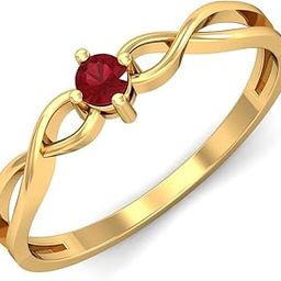 kuberbox 18KT Yellow Gold Eccentric Ruby Ring for Women-picture-27