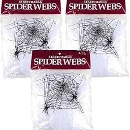 Halloween Decoration Spider Web Indoor and Outdoor (White, Pack of 3)-picture-18