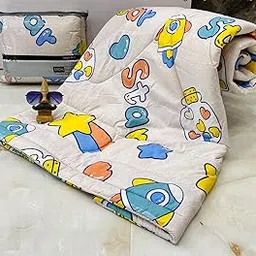 Aroma Brand- Cotton Winter Cartoon Kids Single Bed Comforter/AC Quilt for Boys and Girls (Size 60 * 100 inches) (Cream-Stars)| TC - 250-picture-26