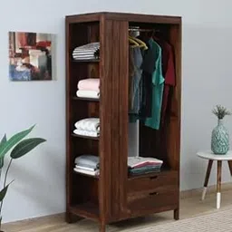 THE HOME HEAVEN INTERIOR Solid Wood Open Wardrobe 2 Drawers in Provincial Teak Finish-picture-22
