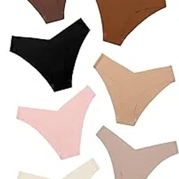 deangelmon Women Seamless Bikini Cheeky Underwear Invisible No Show Panties V-Waist Hipster Ladies Soft Stretch Multi Pack, Coffee - 7 Pack, M-picture-24