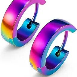 common etail 1 Pair Stainless Steel Ear Hoop for Men/Boys/Women Stud Earrings Huggie-picture-48