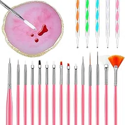 22 Pieces Nail Art Tool Kit, 1 Piece Resin Nail Art Palette, 1 Piece Cosmetic Makeup Spatula Stirring Rod, 15 Pieces Nail Art Brushes, 5 Pieces Nail Art Dotting Pens, Nail Home Salon Nail Painting Tools-picture-29