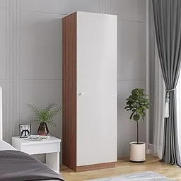 Woodwider Fanciable Engineering Wood Wardrobe Almirah for Clothes with 1 Door | Single Door Cabinet Closet Organizer | Cupboard for Bedroom Living Room | 43 x 42 x 180 CM (Exotic Teak & White)-picture-24