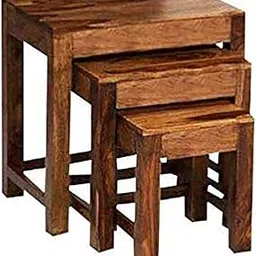 UNITEK FURNITURE Sheesham Wood Nesting Table for Home and Office Decor (Brown) -Set of 3-picture-21