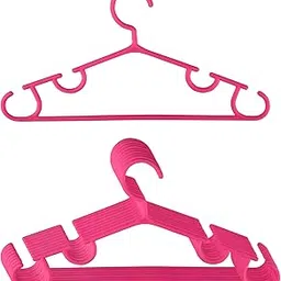 Kuber Industries Pack of 10 Hangers | Multi-Purpose Hangers for Trouser-Skirts-Coat-Dresses-Ties | Hangers for Wardrobe-Cabinets-Closet | Plastic Clothes Almirah Hangers | 103 | Pink-image-6