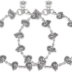 zavya 925 Sterling Silver Modest Peacock Rhodium Plating Chain Anklet (Pair) | | Gift for Women & Girls | With Certificate of Authenticity & 925 Stamp image 1