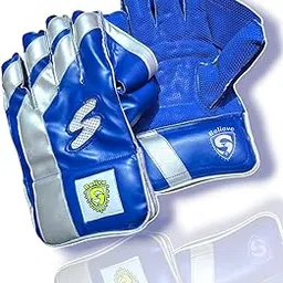 STC SPORTS Xtreme PVC Rubber Cricket Wicket Keeping Gloves, Adult (Blue)-picture-12