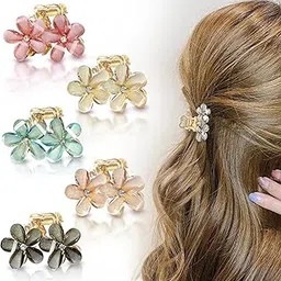 KARDIFF Flower clips for women- flower clutcher for women hair- floral clip- fancy clips- fancy clutcher- korean for hair- korean clutcher random colours) 6PC-picture-55