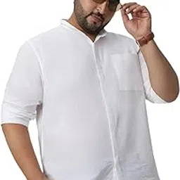 urbano plus Men's Cotton Full Sleeve Regular Fit Casual Solid Shirt with Band Collar-picture-34