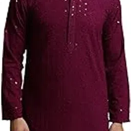 sojanya (Since 1958 Men's Pure Cotton Sequins Embroidred Full Sleeves Mandarin Collar Kurta-Elegant for Functions & Festivals-picture-23