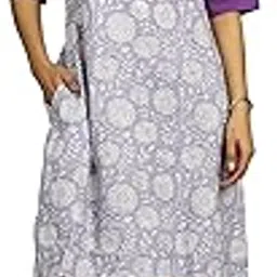 Ravaiyaa - Attitude is everything 100% Cotton Printed Round Neck Half Sleeves Knee Length Western Dresses for Women (Purple)-picture-23