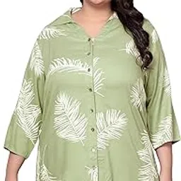 Women's Viscose Rayon Printed Longline Shirt Tops (Medium to Plus Sizes 7XL)-image-31