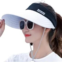 alexvyan Sun Visor SunVisor Hats for Women UV Protection Wide Brim Summer Cap for Girls Hat UV Protection Breathable Casual Beach Hat, Sun Protection Cap for Women (White & Black)-picture-33