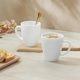 Larah by BOROSIL 2 Pcs Tea/Coffee Orbit White Opalware Mug, 390 ml Each, Microwave & Dishwasher Safe, Bone-Ash Free, Crockery Set Ideal for Daily Use & Gifting-image-30