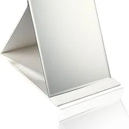 Sweet seven Portable Folding Mirror - Super HD Compact Makeup Mirror in white PU Leather - Free Standing Vanity Mirrors, Tabletop Foldable Mirror-picture-19