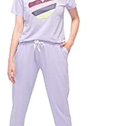 lotik Women Cotton Lycra Solid Top Payjama Heart Print Stylish Nightsuit & Tracksuit Set-picture-34