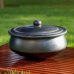 Swadeshi Blessings Exclusive Range Unglazed Clay Handi/Earthen Kadai/Clay Pot for Cooking & Serving with Lid (with Mirror Finish) + Free ASH for Cleaning(2.8 Liters Handi) (Black)-picture-25