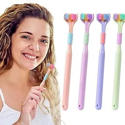 PUTHAK Three-Sided Toothbrushes Soft Bristle Toothbrush for Adults V-Shaped Toothbrush Non-Slip Cleaning Toothbrush (Pack of 4)-picture-29
