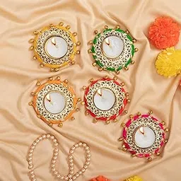 ARCHIES Decorative Pack of 5 Multicolour Tealight Candle Holders for Home Decor, Office Use, Diwali, Pooja, Wedding, Festival, Theme Decoration234-picture-22