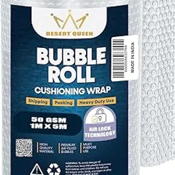 DESERT QUEEN Air Bubble Wrap Packing Roll For Safety, Multipurpose Packing Material 1 Meter Wide (5M 50Gsm)-picture-17