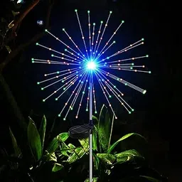 GIGAWATTS Outdoor 90 LEDs Solar Firework Light 2 Lightning Modes Starburst String Design Water Resistant Garden Lights for Party Decor Patio Lawn Yard (Multi-Color,Pack of 1) image 1