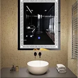 MERKEZI ART Rectangle Shape Inbuild Led Lights Decorative Wall Mirror for Bathroom, Living Room, Bedroom, Vanity Mirrors, Makeup 24 x 18 Inch (MA11)-picture-40