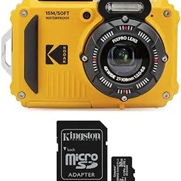 Kodak PIXPRO WPZ2 Rugged Waterproof 16MP Digital Camera with 4X Optical Zoom and Kodak 32GB microSDHC Card with Adapter Bundle (2 Items) Yellow image 1