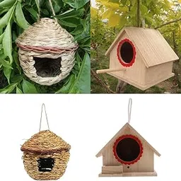 CALANDIS™ 2 Pieces Handwoven Straw Bird Nest House Breeding Grass Caves | Birdhouses | Bird & Wildlife Accessories | Yard, Garden & Outdoor Living-image-21