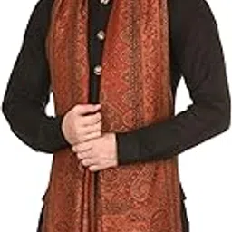 pashtush Mens fine Soft Ethnic Stole Stole, Jamawar design, Faux Pashmina-picture-12