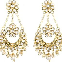 aaditha Aadita Gold Toned Plated 18k and White Contemporary Chandbalis Earrings Pair for Women and Girls - ER1963-picture-36