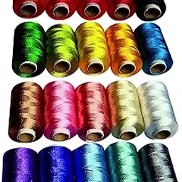 DoMick Polyester Silk Embroidery Threads, Barik (Thin) 0.20 MM, 900m Spool, for Embroidery Machines, Jewellery Making 20 Pcs (1, Basic Color)-picture-29