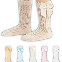 GUCHIGU Unisex Baby Knee High Socks Toddlers Breathable Cute Print Sock Anti-mosquito Long Knit 5 Pair Cotton Ankle Mesh Socks for Little Kids Boys Girls (6-24 Months, Pack of 5)-picture-40