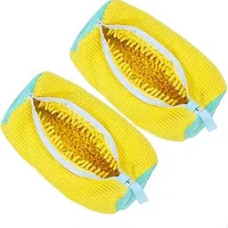 vamdhan enterprise Shoe Washing Machine Bag for Washer & Dryer Reusable Laundry with Durable Zipper for Sneakers, Delicates All Shoe Sizes - 360° Deep Cleaning for All Shoe Size (Yellow- 2 pcs) image 1