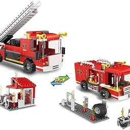 Umadiya® CityFire Truck Fire Station Fire Engine Set Vehicles Juniors Present Building Blocks Brick | Fire & Rescue Construction Learning Toy | Educational DIY Toys for Kids (Fire Fighter 184pcs)-picture-39