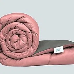 THE HAPPY POD EasySnug Reversible Double Comforter | All-Season Double Size (150 GSM) Comforter/Blanket/Duvet - 2.28 m x 2.54 m | Solid - Pink/Grey | 100% Brushed Microfiber-picture-12