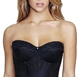 dominique Satin and Lace Torsolette with Floral Detail Bridal Bustier Style 8949-picture-37