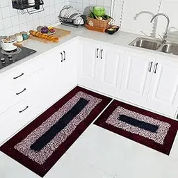 Chetak Handloom Cotton Kitchen Set Luxury Kitchen Floor Door Mat Runner Doormat For Kitchen Kitchen Set | Door Mat & Kitchen Runner Set | 2 Pcs Set | Red-picture-19