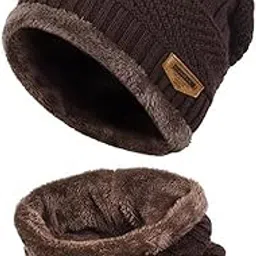 hozzbun Wool Beanie Cap & Muffler for Mens & Women| Winter Clothing Set| Woolen Topaa| Winter Cap| Head & Neck Warmer| 1 Set| Warm Ultra Soft Thick Fleece Lined-picture-12