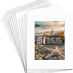 Golden State Art, 16x20 White Picture Mats Mattes with White Core Bevel Cut for 11x14 Photo + Backing + Bags by Golden State Art-picture-18