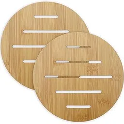 HOKIPO Eco-Friendly Bamboo Wooden Coasters for Home Pan Pot Holder for Dining Table Heat Pad for Kitchen - Pack of 2 (AR2820-D5)-picture-31