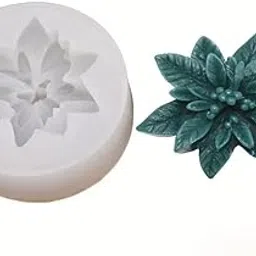 Skytail 3D christmas Flower Shape Silicone fondant Mould candle mould For Making Scented Candle Waxmelts Aromatherapy Clay Craft Soap Resin Casting Home Decoration Chocolate Baking Cakes Candy Muffin Cupcake Dessert Mold-image-2