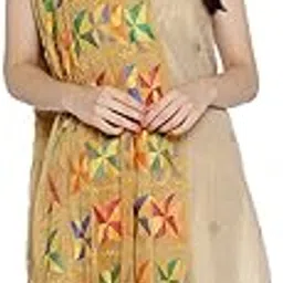weavers villa Punjabi Hand Embroidery Phulkari Faux Chiffon Dupatta, Stoles-picture-42