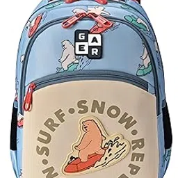 gear Bear 3 Compartment Backpack 15"/21L Small Water Resistant School Bag/Casual 3 Compartment Backpack/Daypack/Kids Bag for Boys/Girls (Sky Blue-Orange)-picture-33